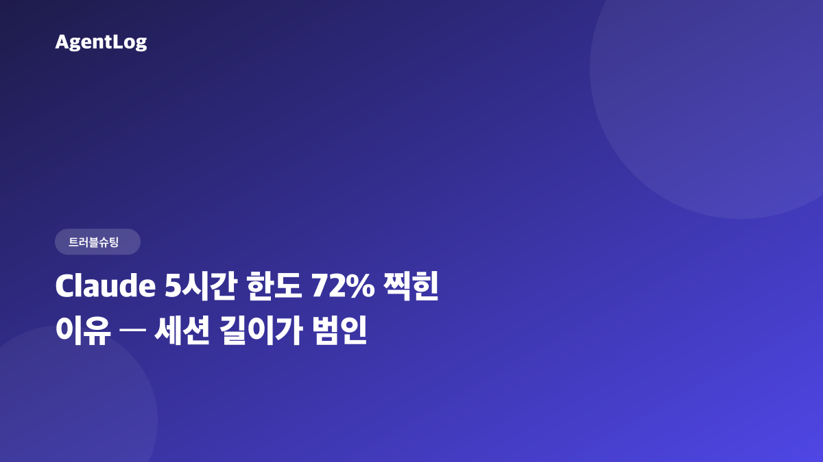 Claude 5시간 한도 72% 찍힌 이유는 세션 길이였다